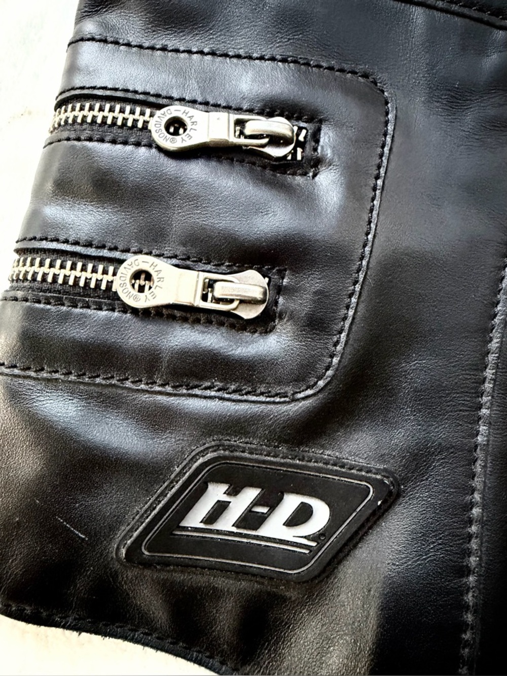 Harley Davidson Black Leather Motorcycle Biker Corset Vest Jacket Size 10 Zip Up - Picture 3 of 9